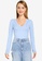 MISSGUIDED blue Extreme Rib Knitted V Neck Bodysuit 1B2A8AA95140DDGS_1