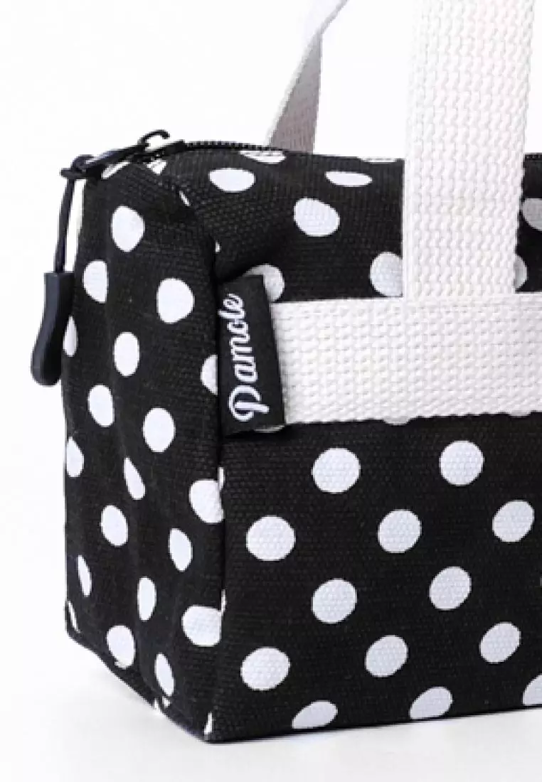 Pamole Pouch Kosmetik Bahan Kanvas Penutup Resleting - Polkadot