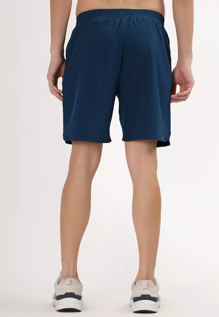 男士侧开衩蓝色透气短裤，运动服，训练，跑步，健身
