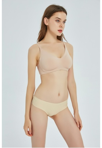 W-Bras beige Ultra Comfort 0.04cm Lightly Lined No side effects V-neck Invisibles Bra AA046US0C8DB8AGS_1