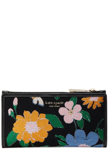 Kate Spade Kate Spade Floral Jacquard Zip Slim Wallet in Black Multi k7068  | ZALORA Philippines