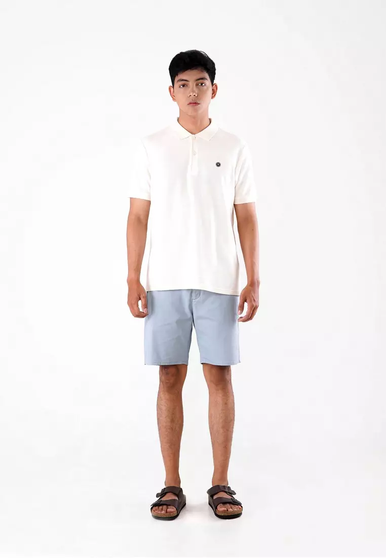 Famo Men's Polo T-Shirt Short Sleeve Cotton Blend Logo Plain C051223