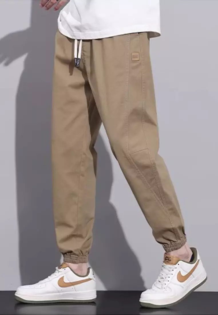 繫繩修腰束腳長褲