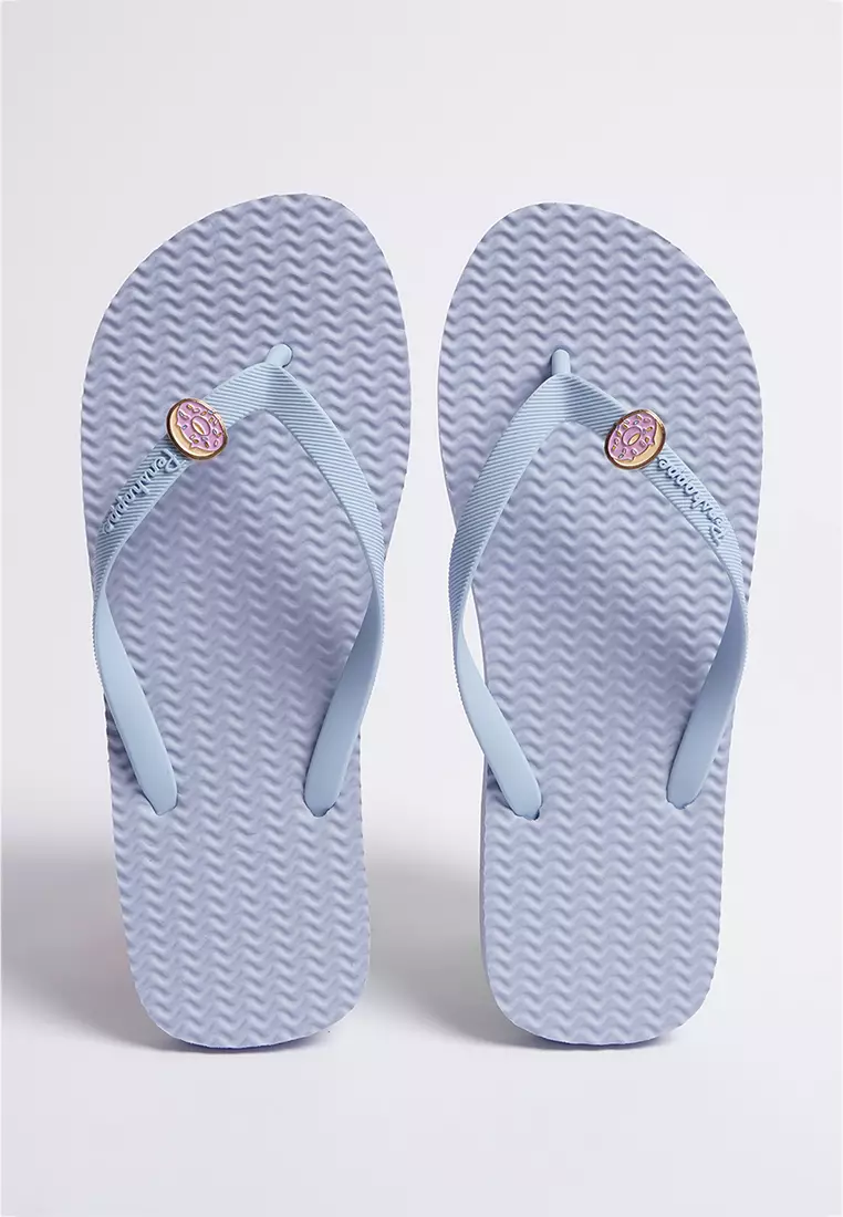 Discount on Penshoppe  shoes - SKU: Women's Metallic Flip Flop Pin On Textured Flip Flops