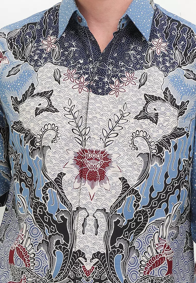 Kemeja Pria Lengan Panjang Furing Marino Lining Blue