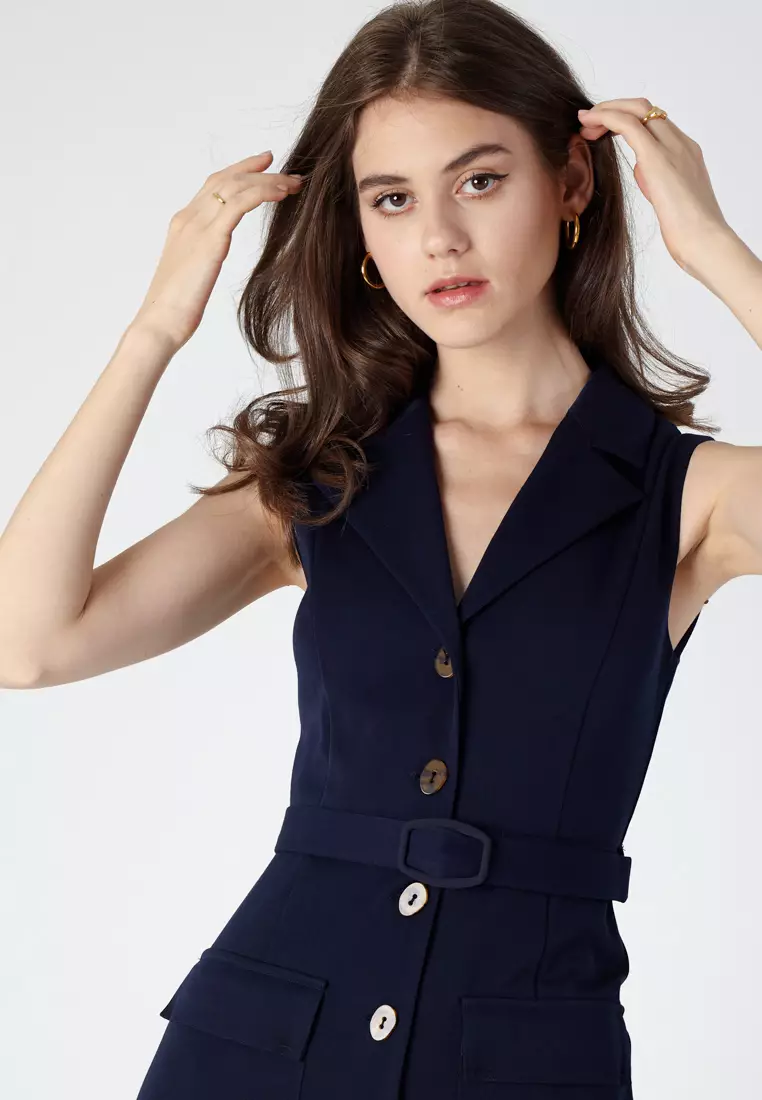 Sleeveless button dress outlet