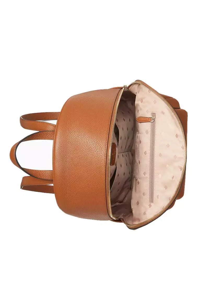 Kate Spade New York Leila Dome Backpack Pebbled Leather Medium (Ginger  Brown)