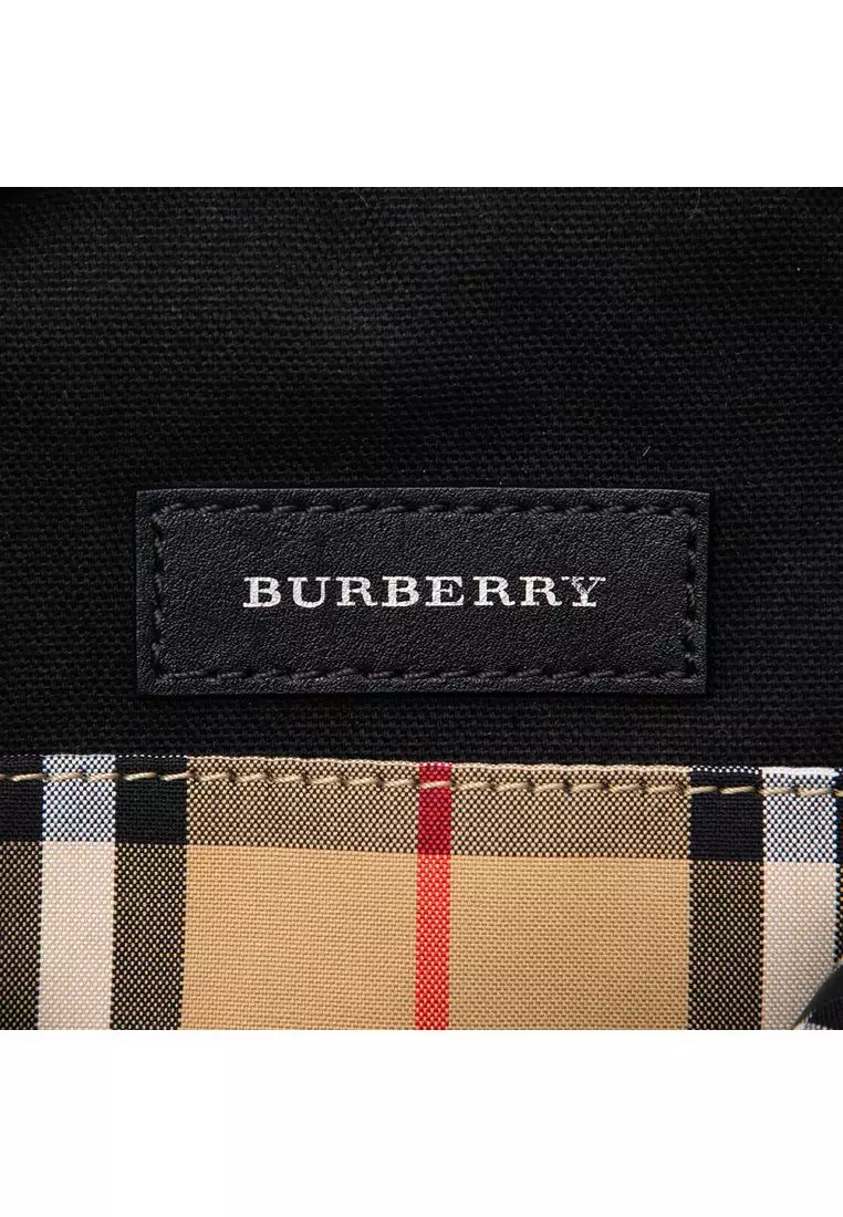 Pre-Loved Burberry House Check Canvas And Calfskin Cartoon Print Round Crossbody