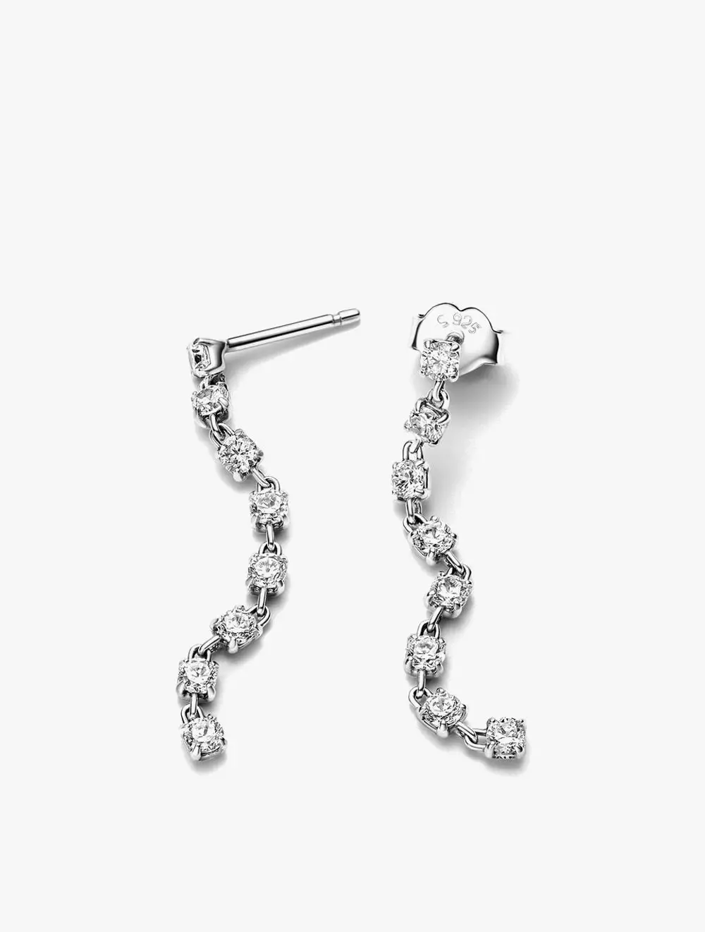 Sterling silver drop earrings with clear cubic zirconia