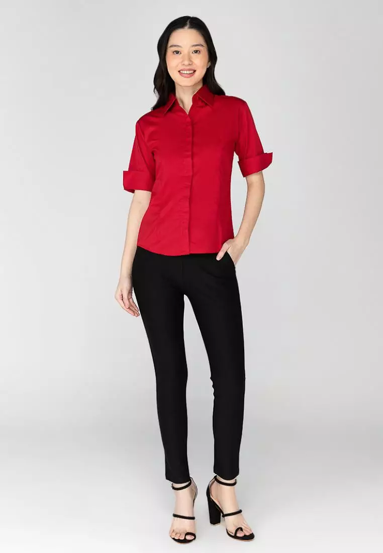 Diana 3/4 Sleeve Pinstripe Button Down Office Blouse