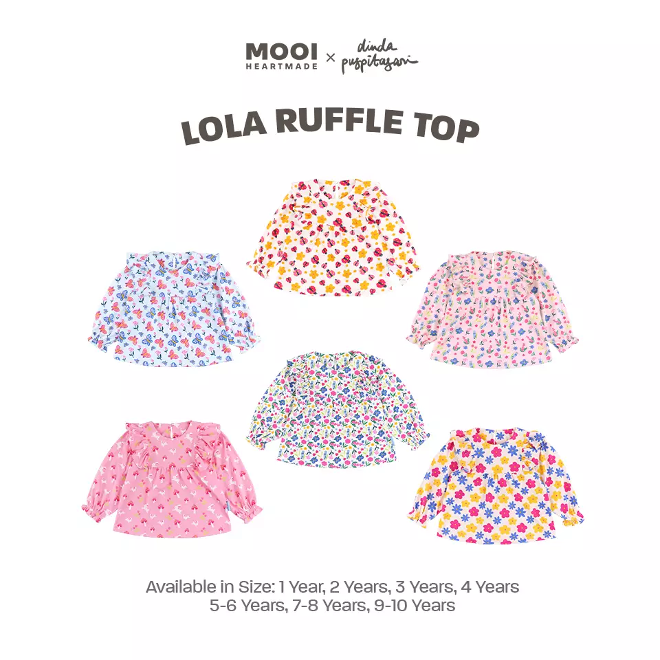 Mooi X Dinda Puspitasari Atasan Anak Perempuan Lola Top Ruffle - Light Green
