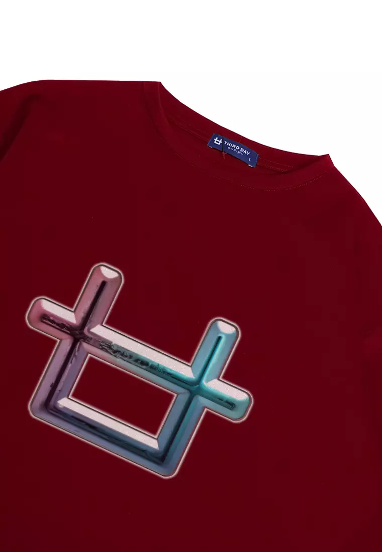 MTP49 kaos oversize bahan tebal scuba abstrak aesthetic logo pastel gel merah maroon