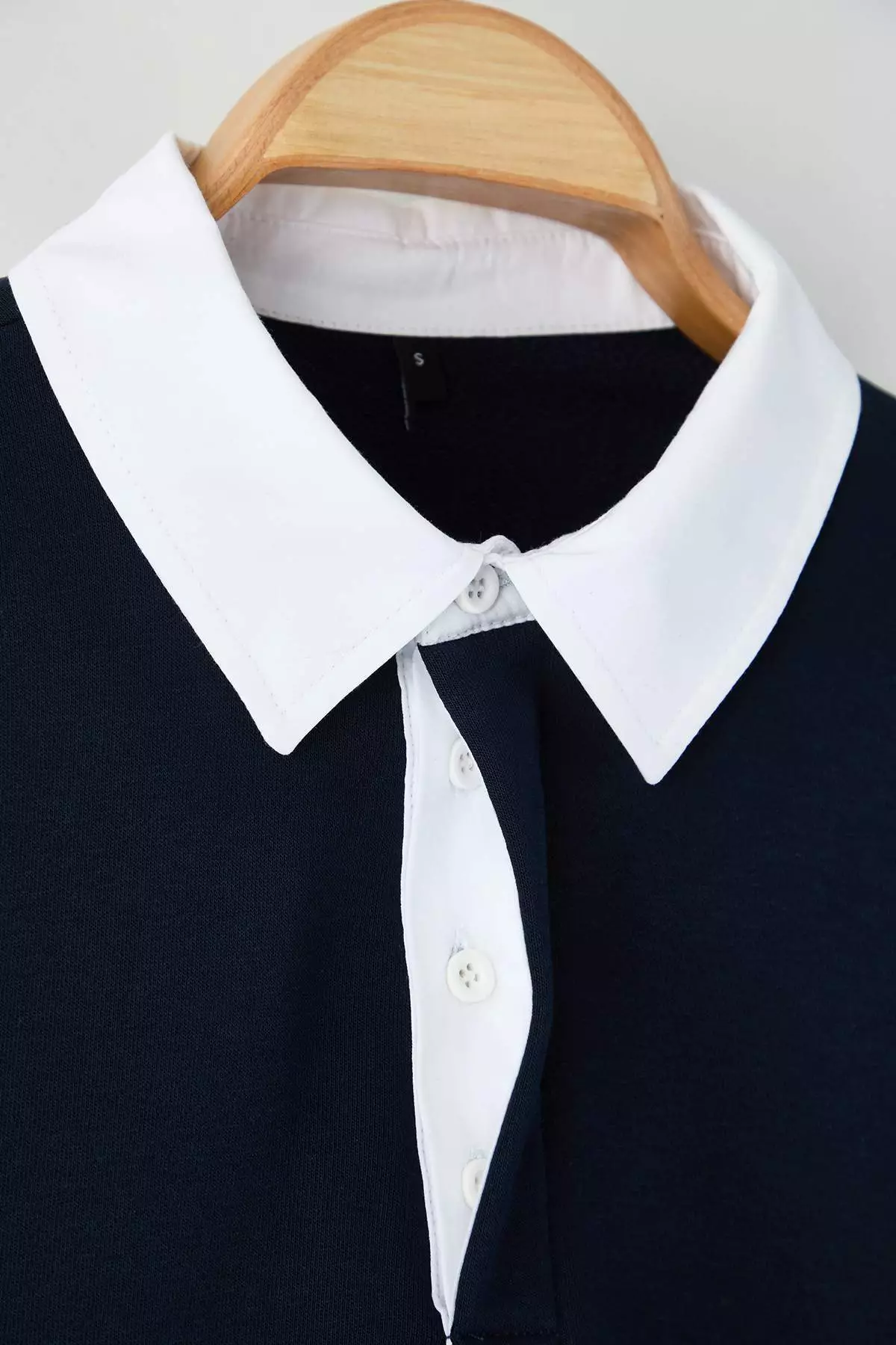 Navy Blue New Oversize/Wide Cut Collar Woven Polo Collar Sweatshirt Tmnaw26Sw00012