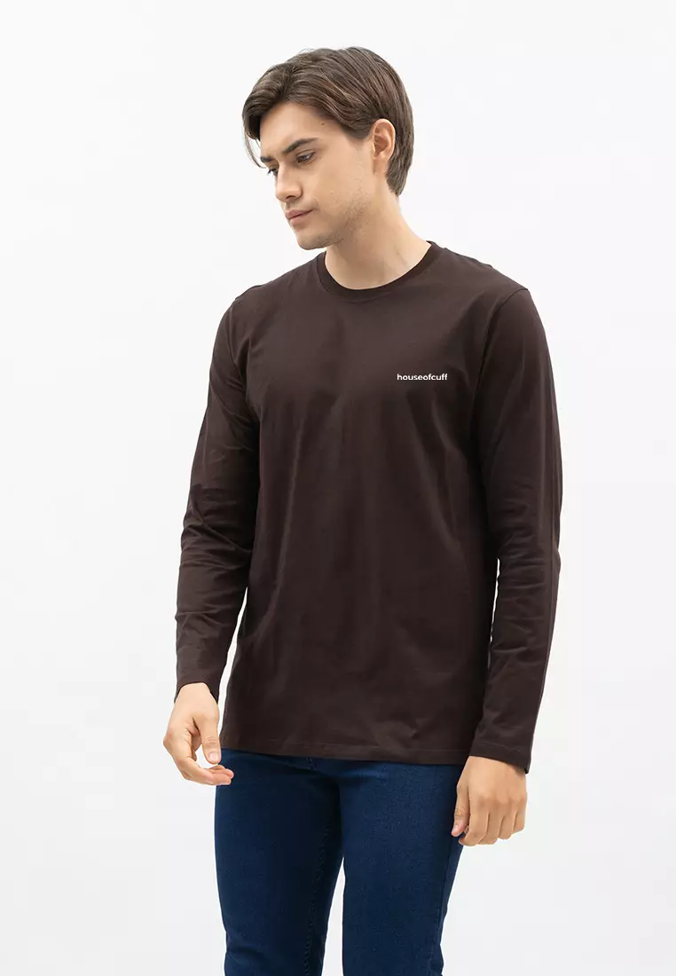 Houseofcuff Kaos Cotton Combed Lengan Panjang Pria Cokelat