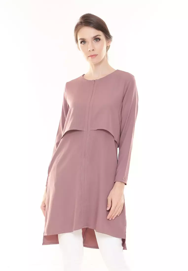 Aubrey Long Top Nursing Friendly in Dusty Pink