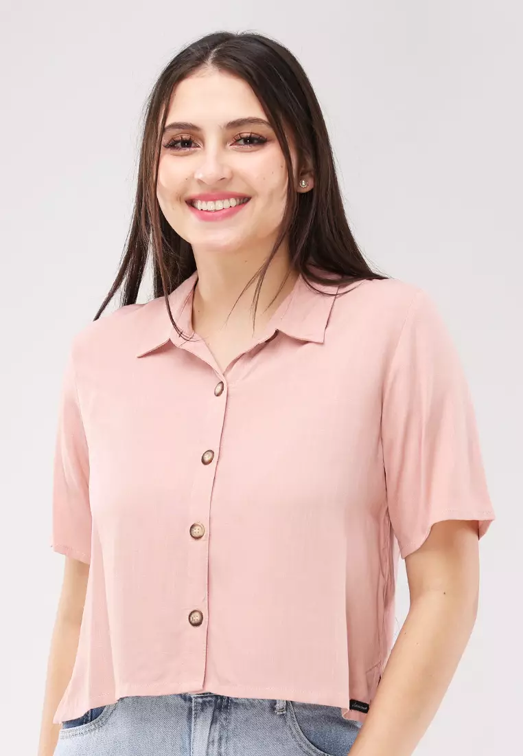 Soft Linen Woven Short Sleeves Blouse