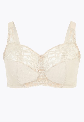 MARKS & SPENCER beige M&S Wild Blooms Non-Wired Total Support Bra B-G 3BC10US91418D6GS_1