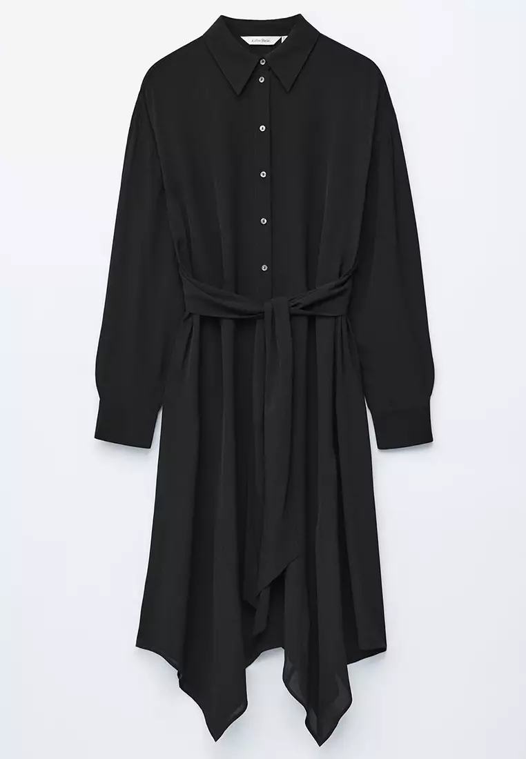 Tie-Detail Midi Shirt Dress