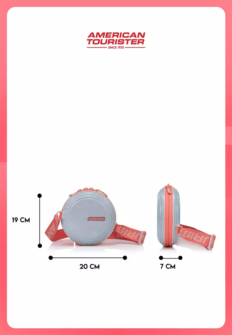 American Tourister Rollio U Mini Crossbody Bag - Silver Glitter/Salmon