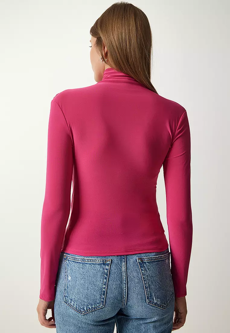 High Neck Ruched Blouse