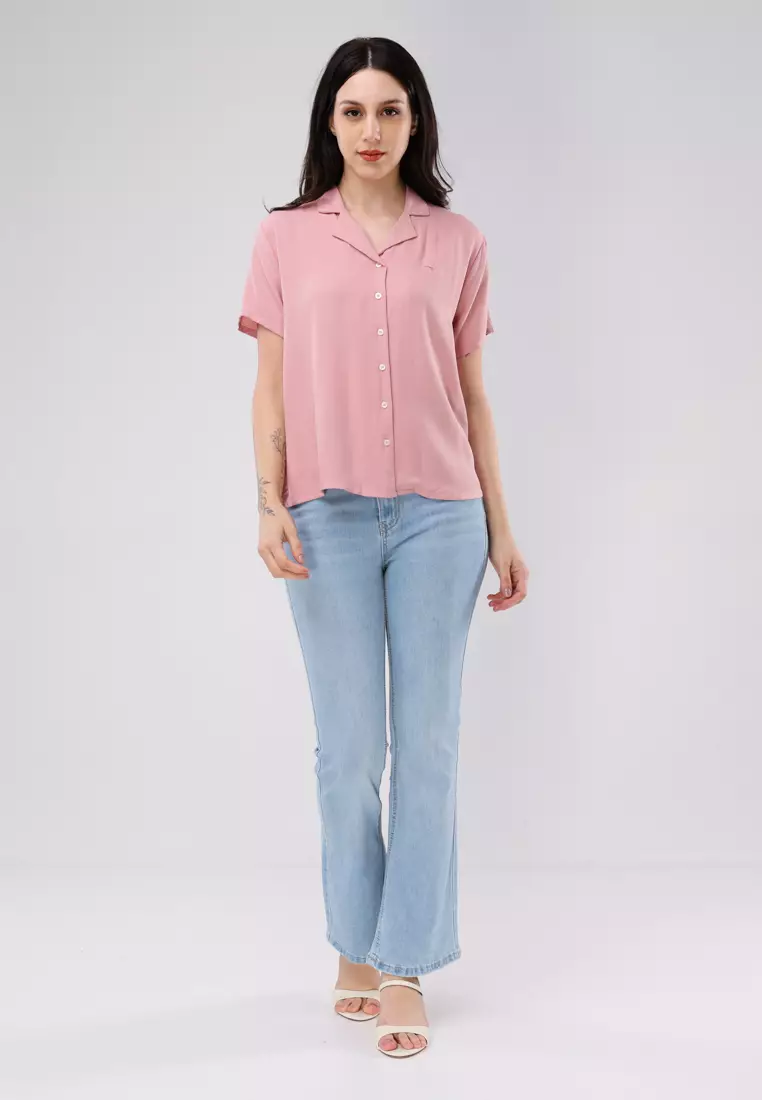 Woven Boldtwill Plain Short Sleeve Blouse