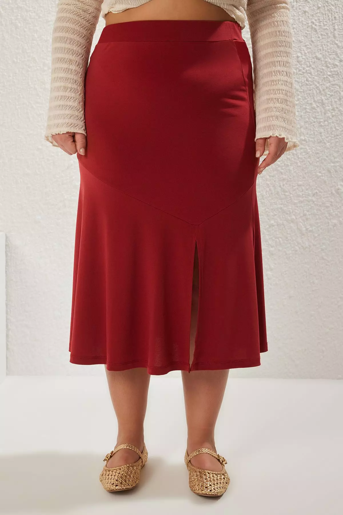 Elastic Waist Knitted Plus Size Skirt