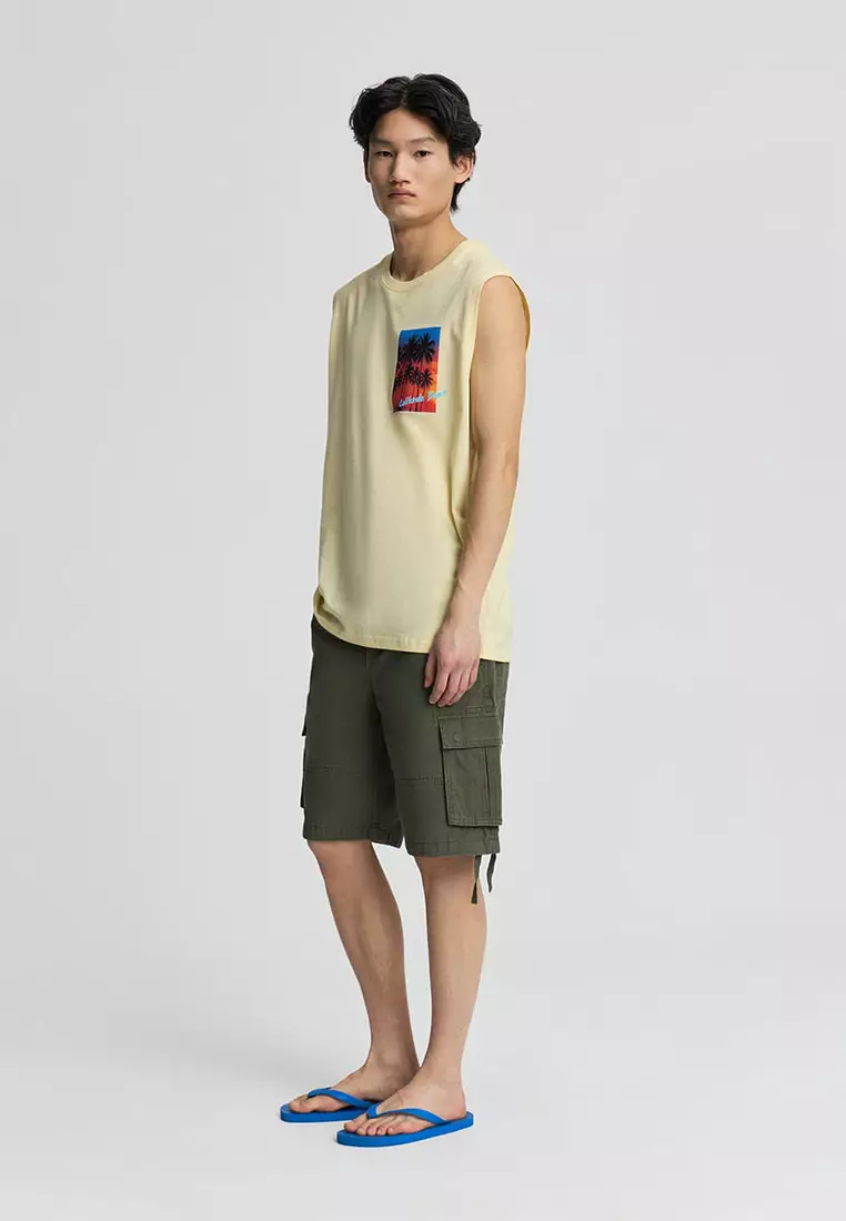 Men's Palm Tree Print Sleeveless Top
