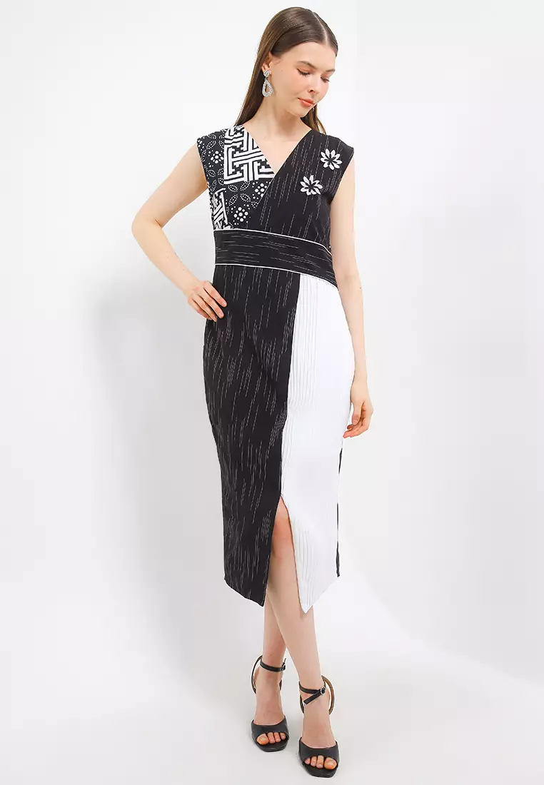 Dress Batik Wanita Katun Premium Nawa Black White