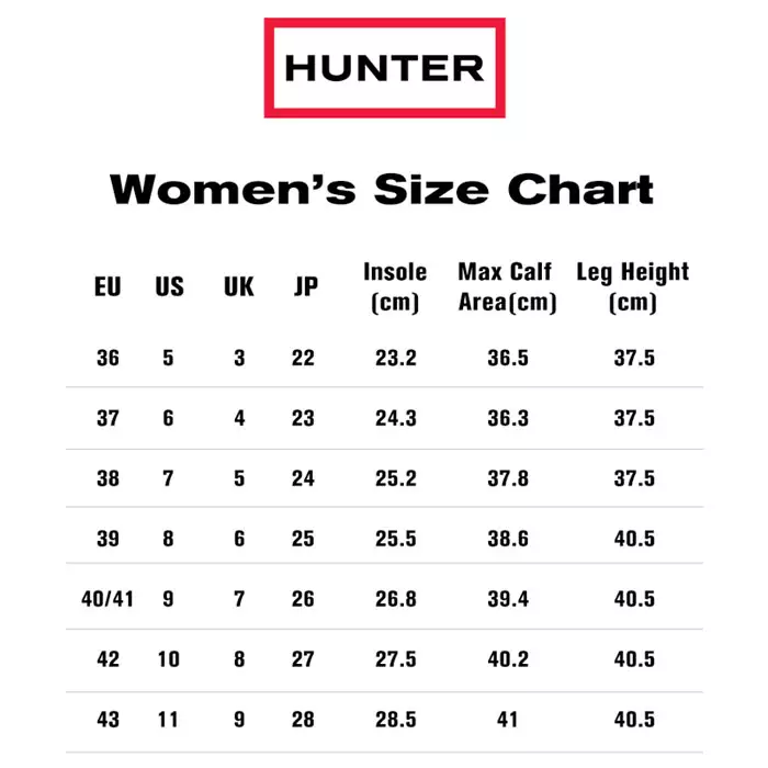 Size Guide Hunter Boots Size 10 Buy Hunter Boots UNISEX TRAVEL