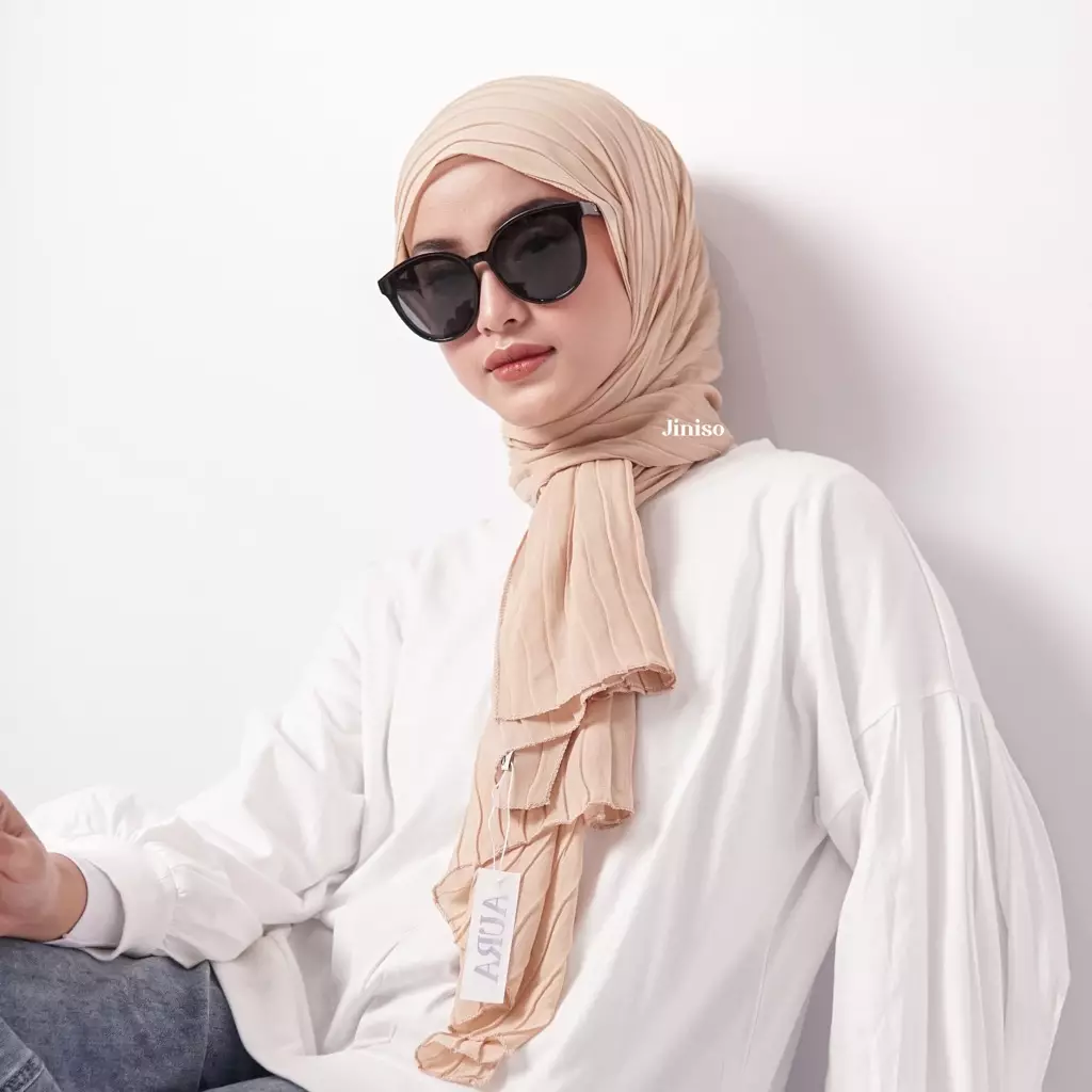 AURA Active Hijab Pashmina Full Plisket Wave