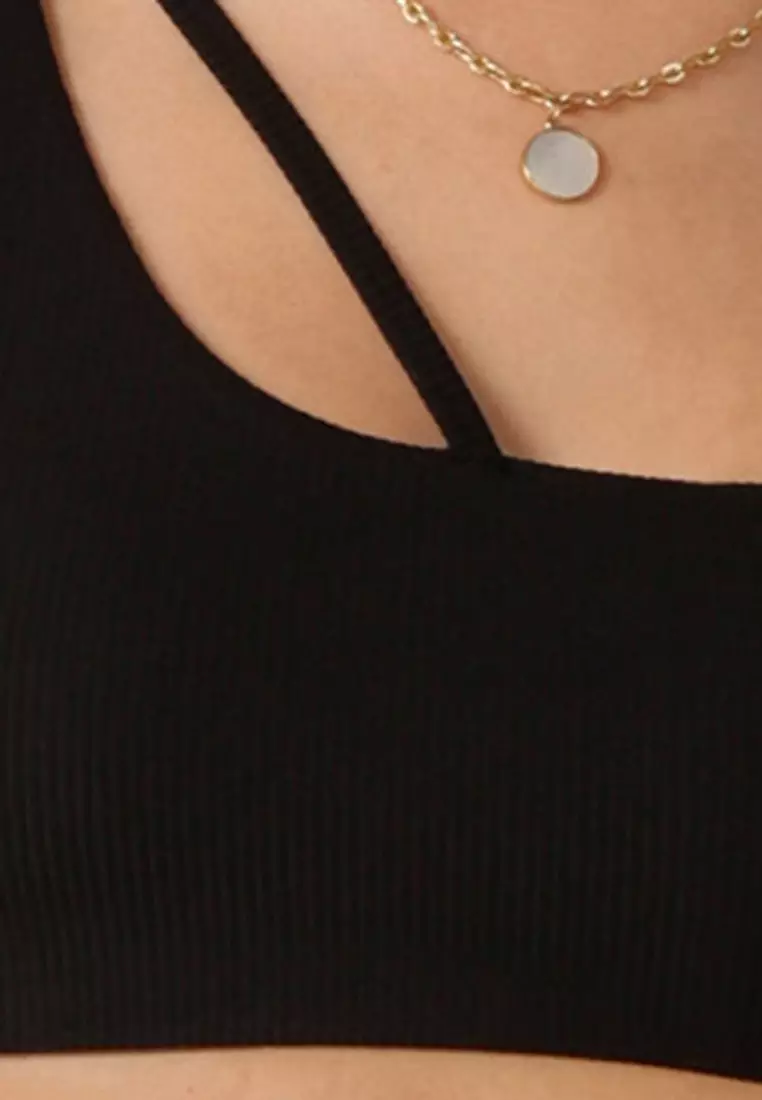 Luxe Rib Asymmetrical Sports Bra