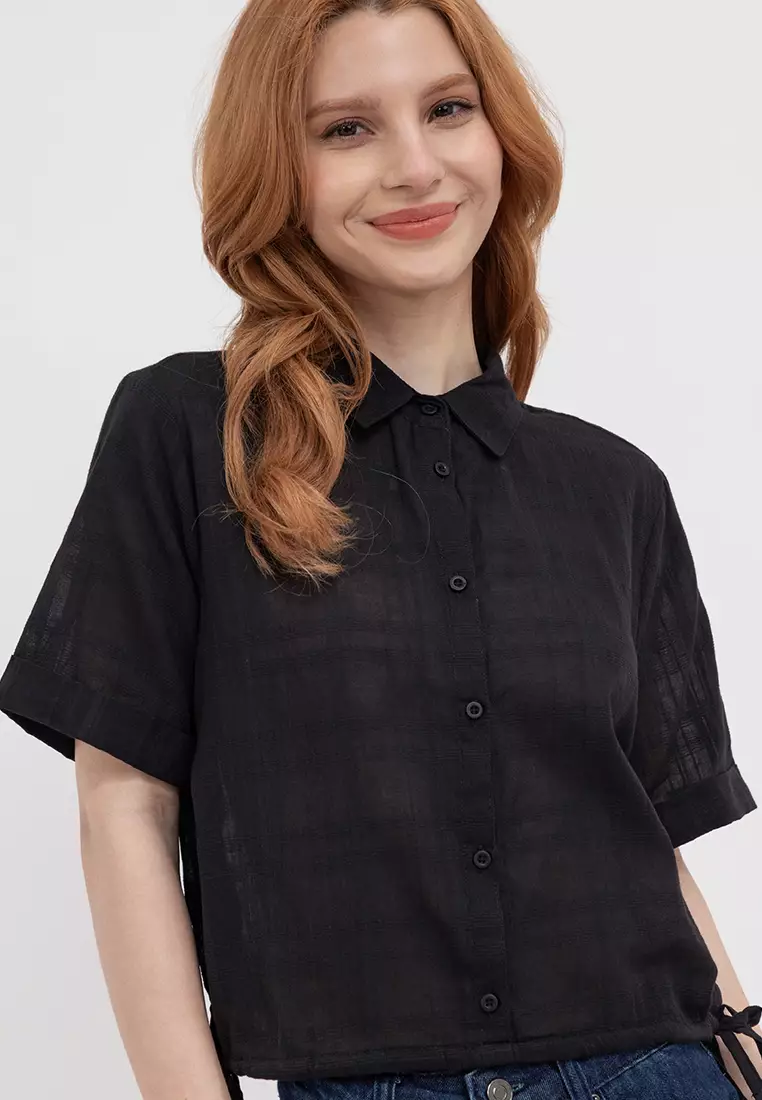 Ladies Tie Hem Button Down