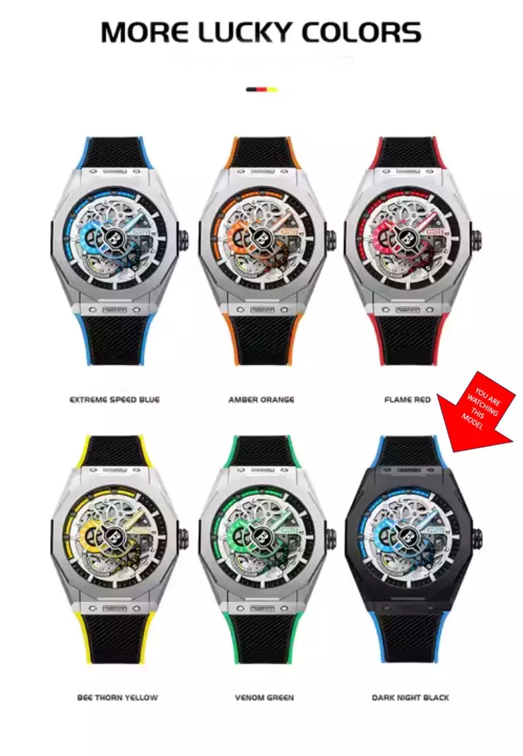 Automatic Unisex Stainless Steel Watch, Rubber Strap