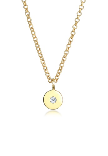 Elli Jewelry white Necklace Plated Round Elegant Diamond 375 Yellow Gold ABC3EAC8A224FEGS_1