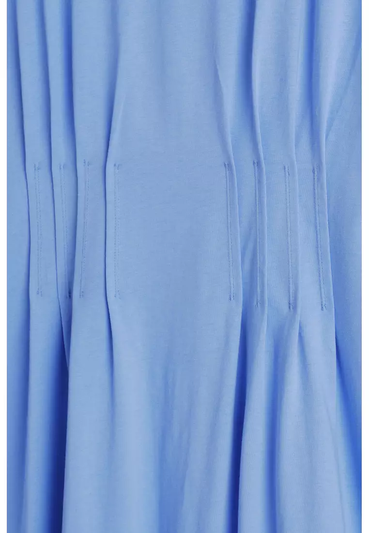 PINTUCKED COTTON MIDI DRESS