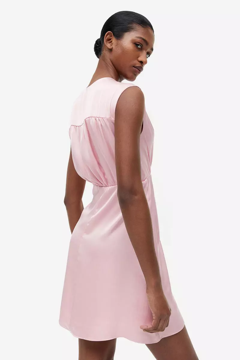 H&m pink silk sale dress
