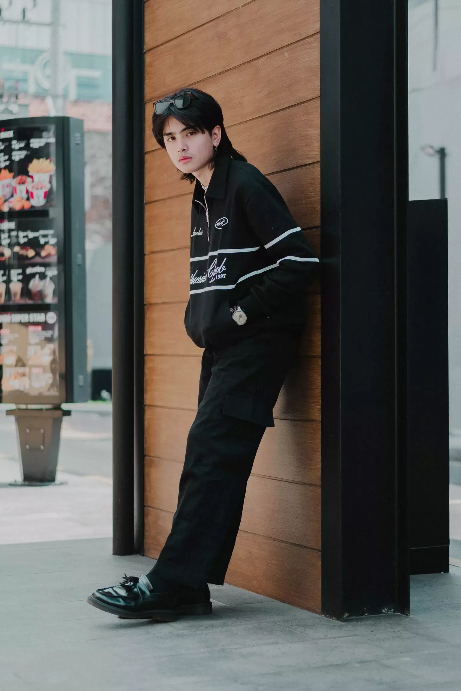 OOTDSUPPLY Halfzip Enthusiast Club Double Line Black | Sweatshirt Pria & Wanita HZDL001