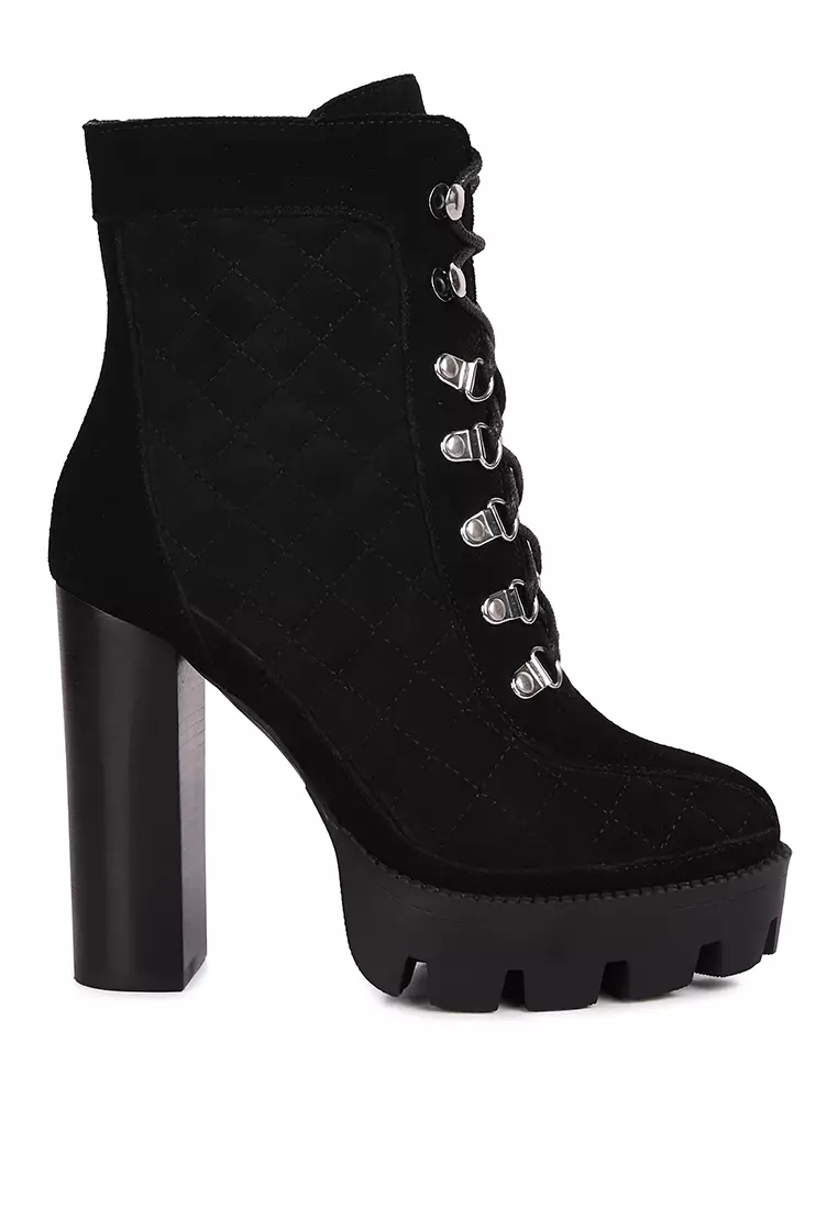 Discount on Rag & Co.  shoes - SKU: Black Fine Suede Quilted Ankle Boots
