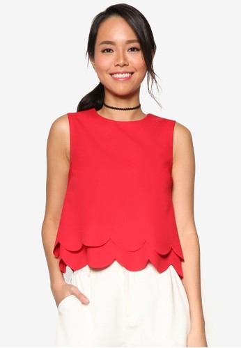 Double Layer Scallop Hem Top