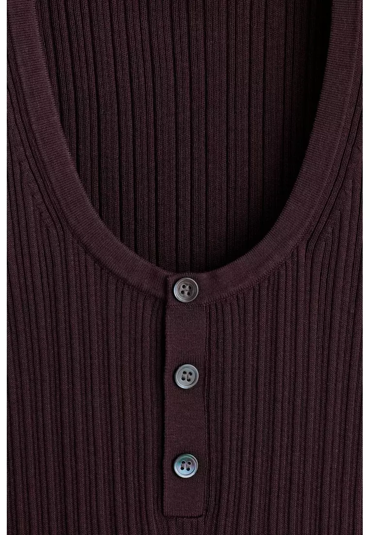 SILK-COTTON HENLEY TANK TOP