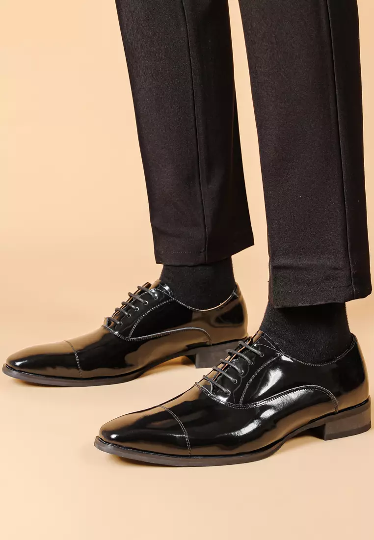 Glossy Cowhide Cap Toe Business Shoes MK5009-L1