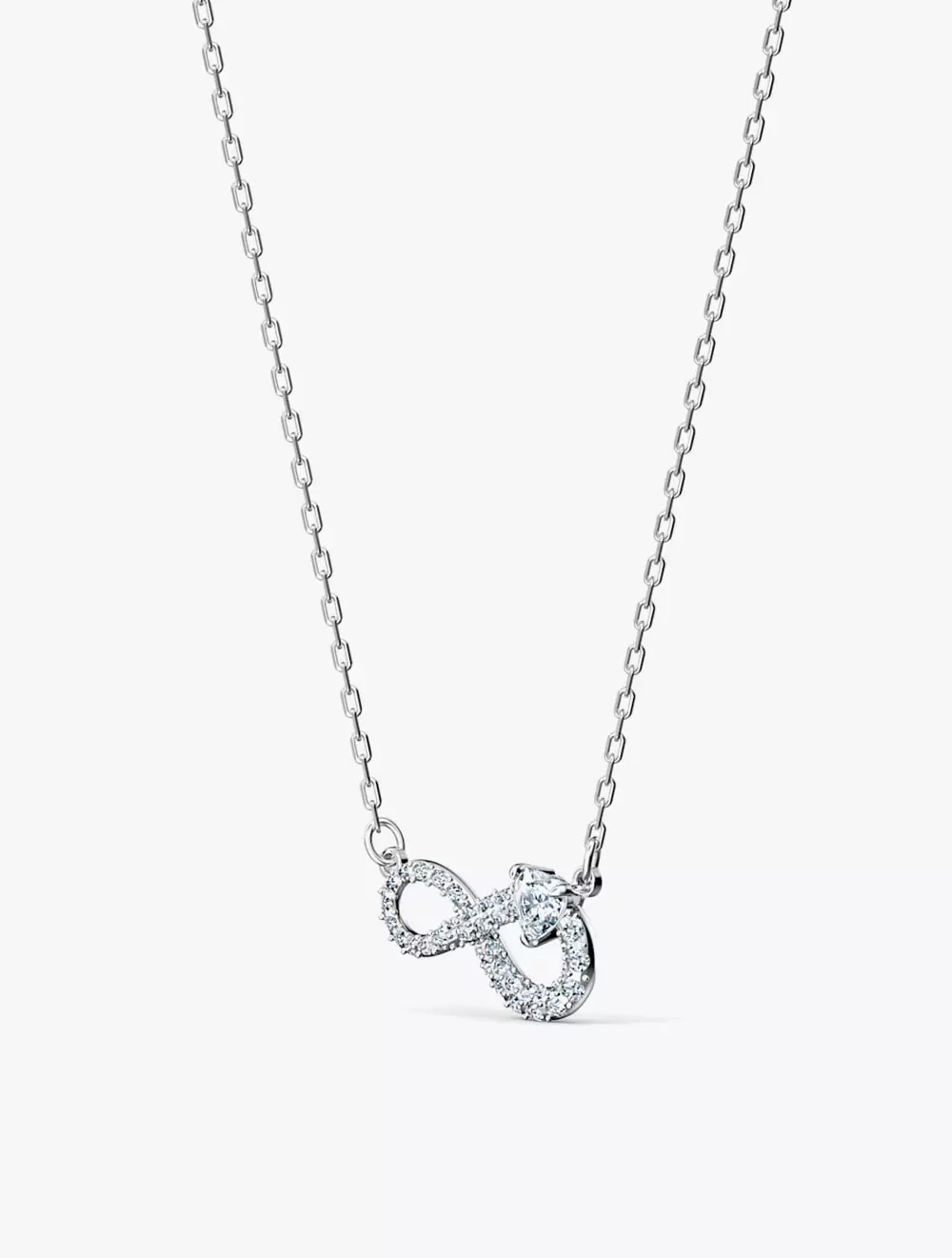 Swarovski Infinity Necklace, White, Rhodium Plated - Silver