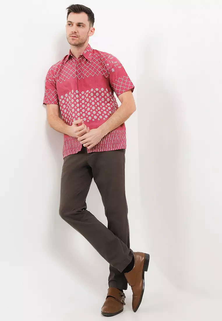 Jaring Kemeja Batik Premium Pria Casual Modern Lengan Pendek