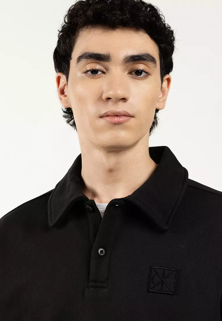 Long Sleeve Heavyweight Terry Emblem Polo Sweatshirt - Calvin Klein Jeans