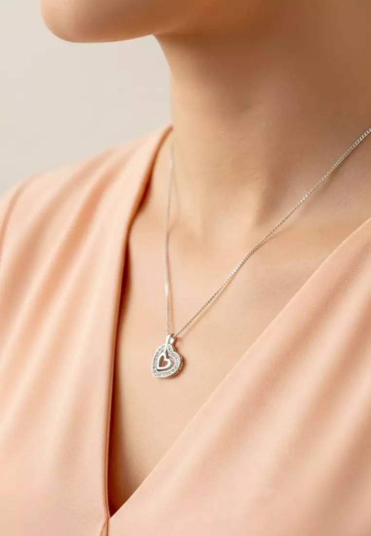 Heart In Heart Necklace Embellished with Swarovski crystals