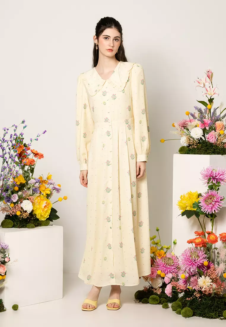 Floral polyester dress sale