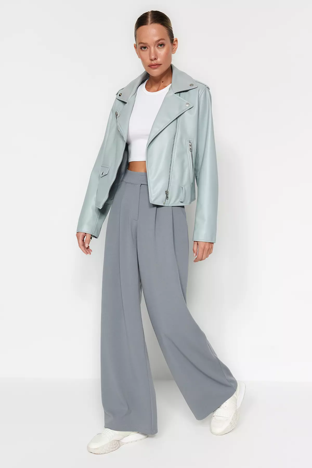 High Waist Wide Leg Trousers