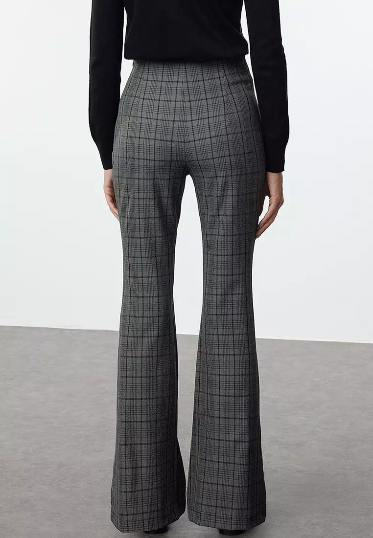 Plaid Checkered High Waist Trousers