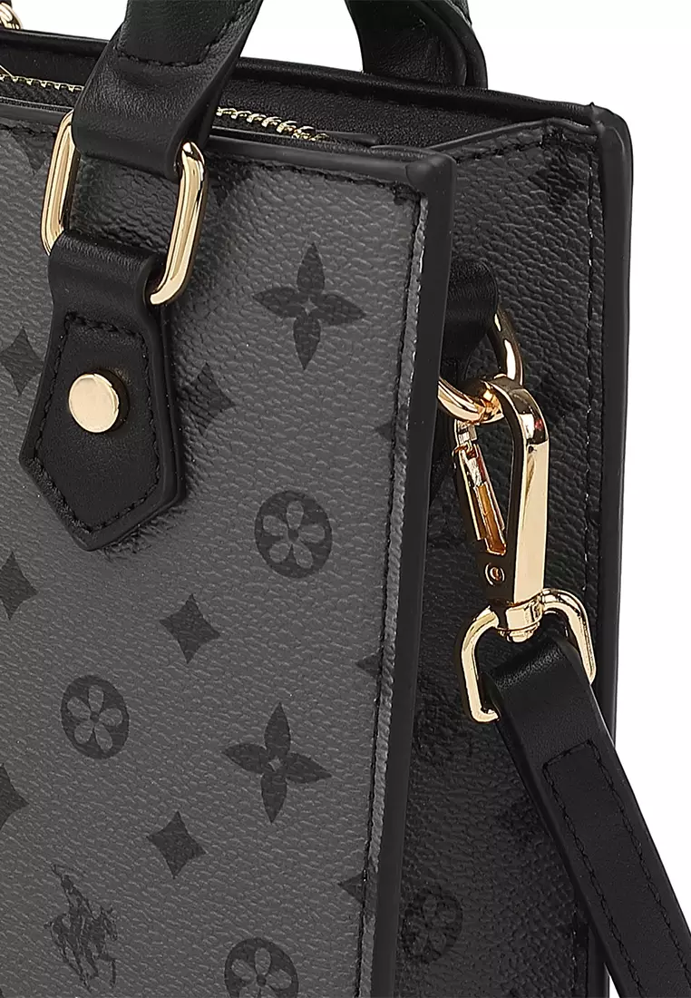 Women's Monogram Top Handle Bag / Sling Bag / Crossbody Bag (Tas Selempang / Tas Tangan) - Hitam