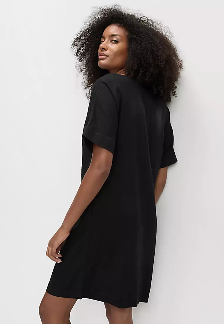 Linen Rich V-Neck Mini Shift Dress